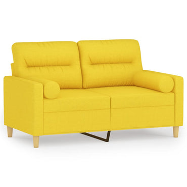 vidaXL Canapé 2 places avec coussins décoratifs Jaune clair 120 cm Tissu