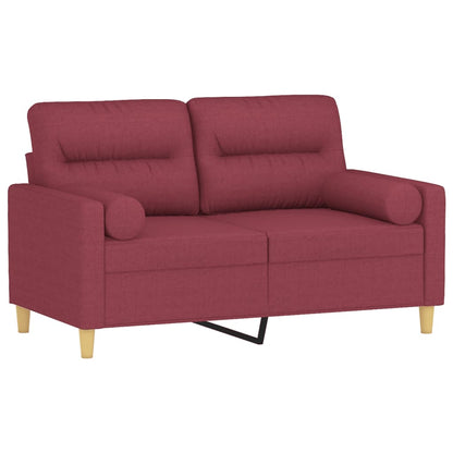 vidaXL 2-Sitzer-Sofa mit Zierkissen Weinrot 120 cm Stoff