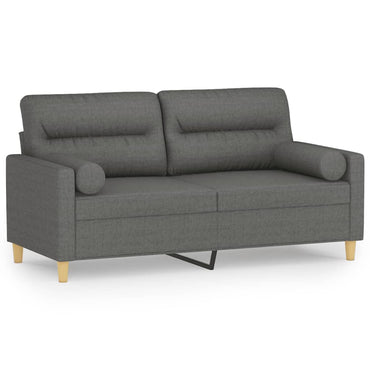vidaXL Canapé 2 places avec coussins décoratifs Gris foncé Tissu 140 cm