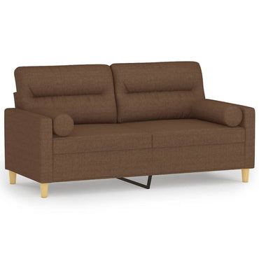 vidaXL Canapé 2 places avec coussins décoratifs Marron 140 cm Tissu