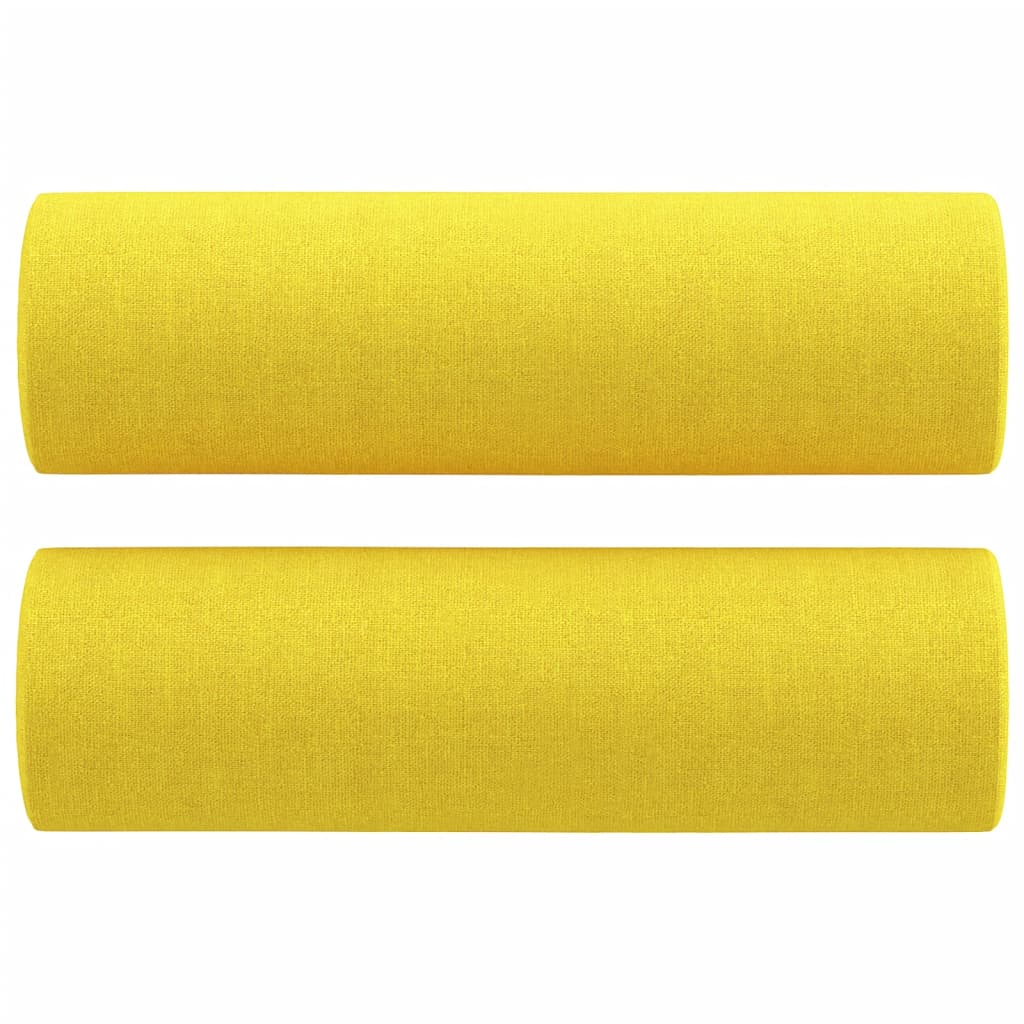 vidaXL Canapé 2 places avec coussins décoratifs jaune clair 140 cm tissu