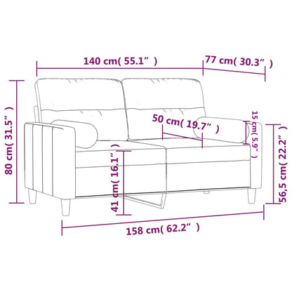 vidaXL Canapé 2 places avec coussins décoratifs jaune clair 140 cm tissu
