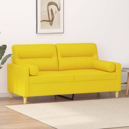 vidaXL Canapé 2 places avec coussins décoratifs jaune clair 140 cm tissu