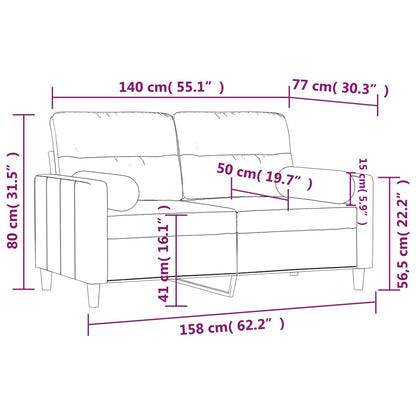 vidaXL 2-Sitzer-Sofa mit Zierkissen Weinrot 140 cm Stoff