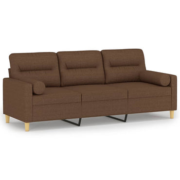 vidaXL 3-Sitzer-Sofa mit Zierkissen Braun 180 cm Stoff