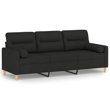 vidaXL 3-Sitzer-Sofa mit Zierkissen Schwarz 180 cm Stoff