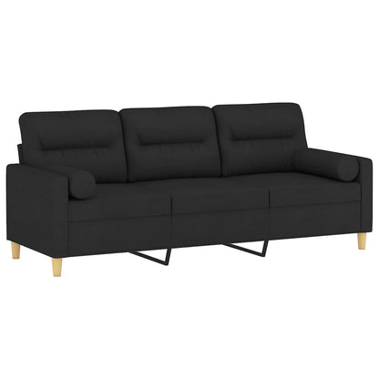 vidaXL 3-Sitzer-Sofa mit Zierkissen Schwarz 180 cm Stoff