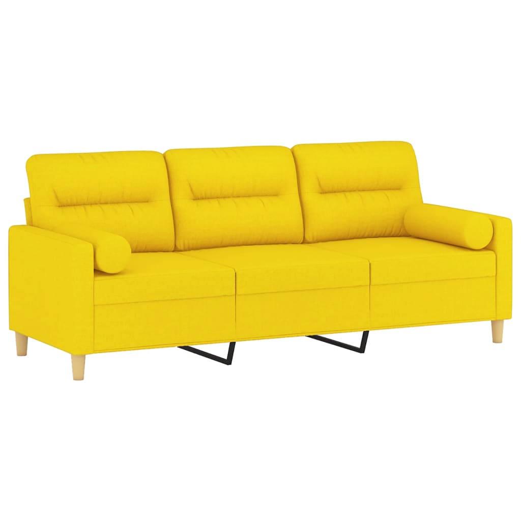 vidaXL 3-Sitzer-Sofa mit Zierkissen Hellgelb 180 cm Stoff