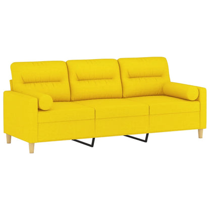 vidaXL 3-Sitzer-Sofa mit Zierkissen Hellgelb 180 cm Stoff