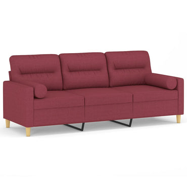 vidaXL Canapé 3 places avec oreillers décoratifs Rouge bordeaux 180 cm Tissu