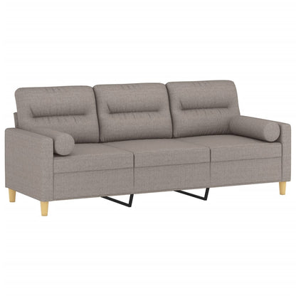 vidaXL 3-Sitzer-Sofa mit Zierkissen Taupe 180 cm Stoff
