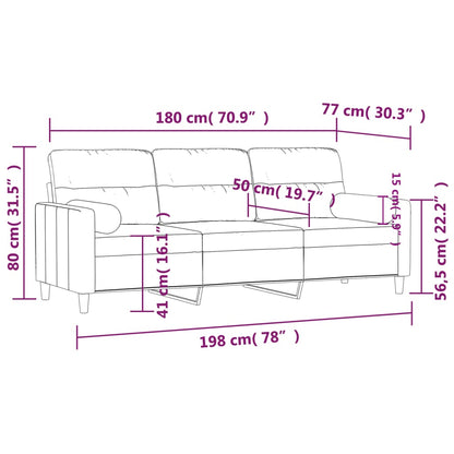 vidaXL 3-Sitzer-Sofa mit Zierkissen Taupe 180 cm Stoff