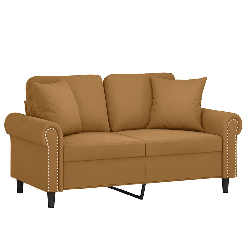 vidaXL 2-Sitzer-Sofa mit Zierkissen Braun 120 cm Samt
