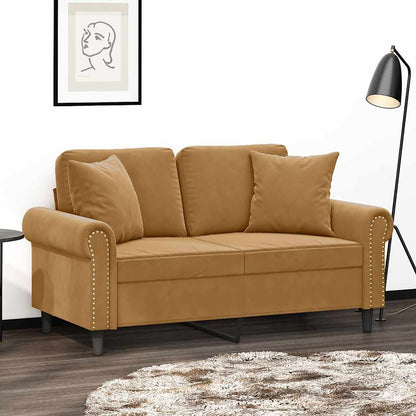 vidaXL 2-Sitzer-Sofa mit Zierkissen Braun 120 cm Samt