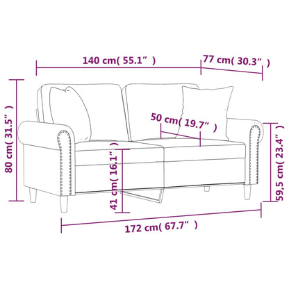 vidaXL 2-Sitzer-Sofa mit Zierkissen Dunkelgrau 140 cm Samt