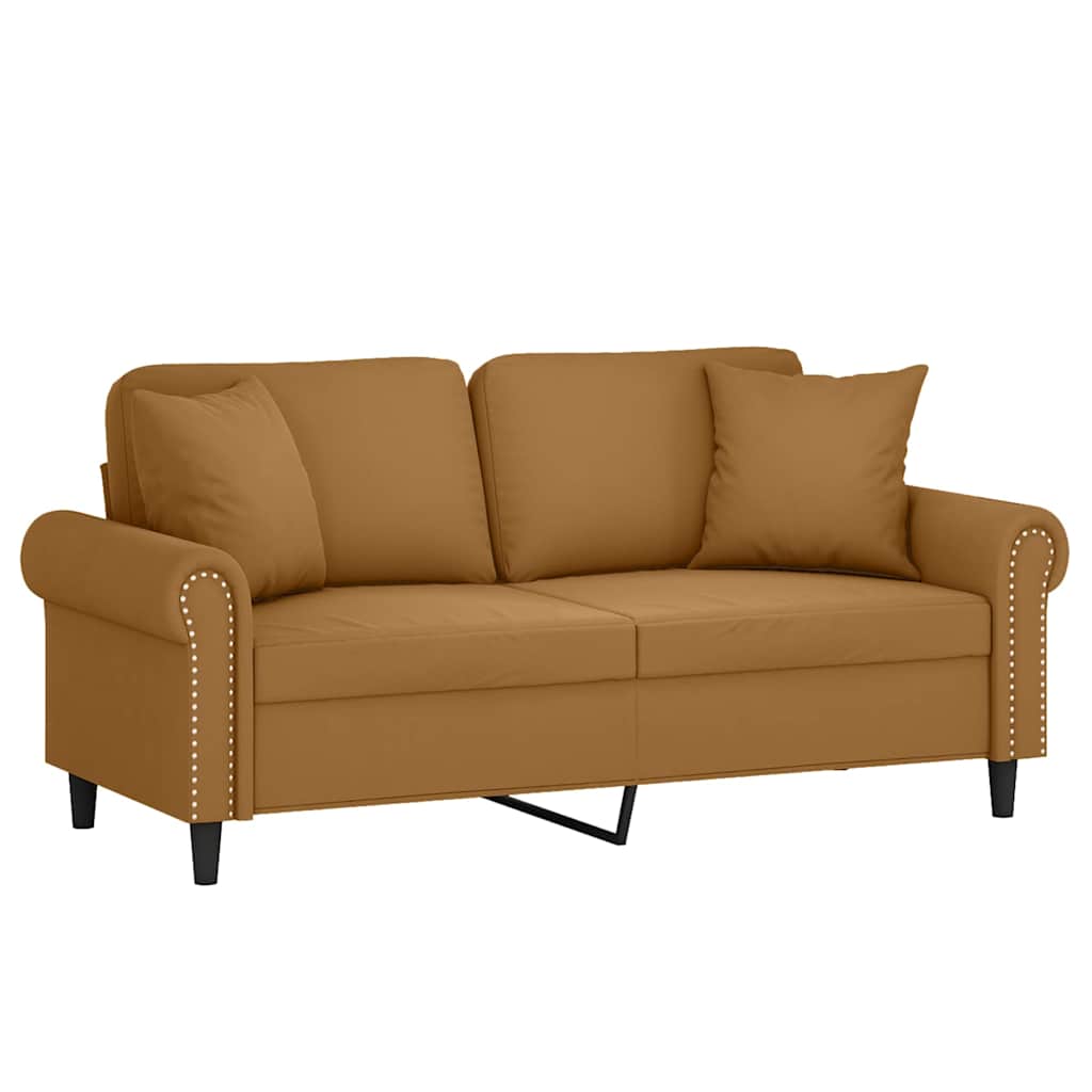 vidaXL 2-Sitzer-Sofa mit Zierkissen Braun 140 cm Samt