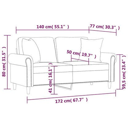 vidaXL 2-Sitzer-Sofa mit Zierkissen Braun 140 cm Samt