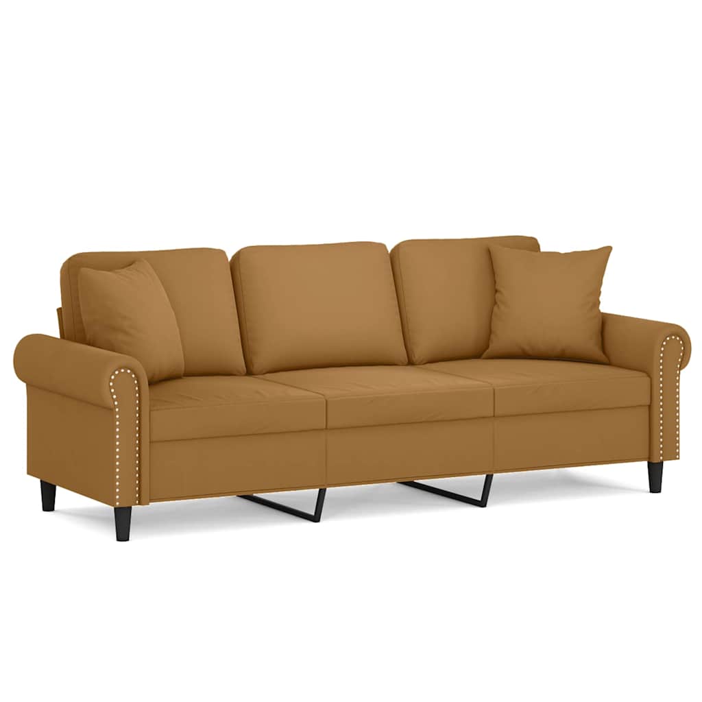 vidaXL 3-Sitzer-Sofa mit Zierkissen Braun 180 cm Samt