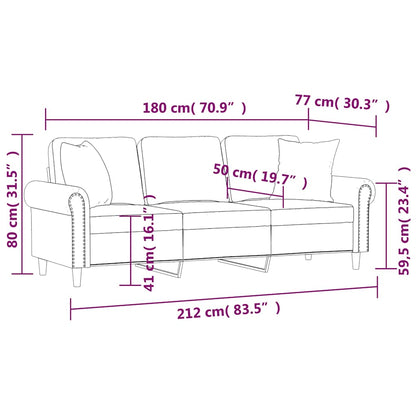 vidaXL 3-Sitzer-Sofa mit Zierkissen Braun 180 cm Samt