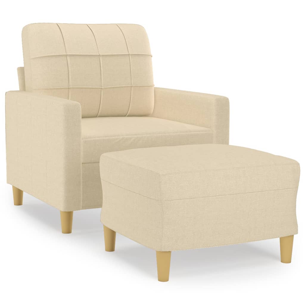 vidaXL Sessel mit Hocker Creme 60 cm Stoff