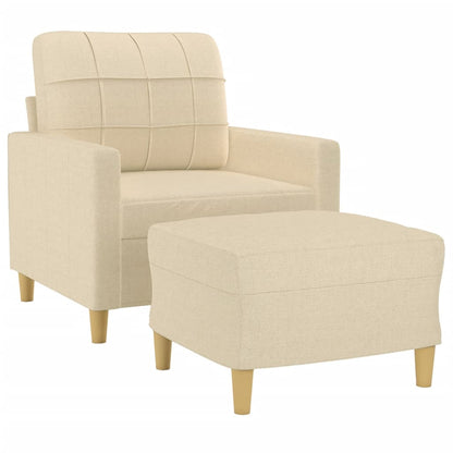 vidaXL Sessel mit Hocker Creme 60 cm Stoff