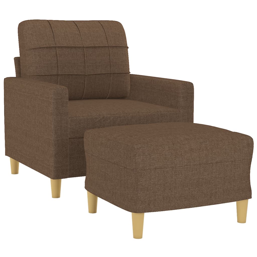vidaXL Sessel mit Hocker Braun 60 cm Stoff