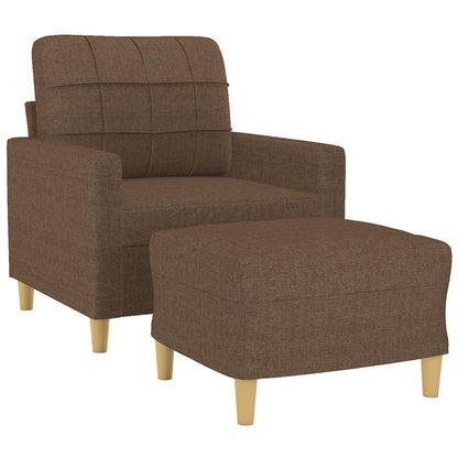 vidaXL Sessel mit Hocker Braun 60 cm Stoff