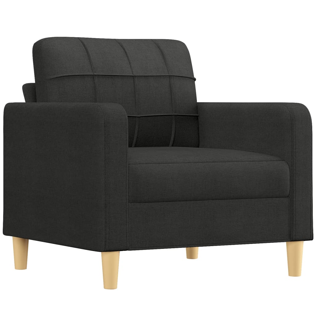 vidaXL Sessel mit Hocker Schwarz 60 cm Stoff