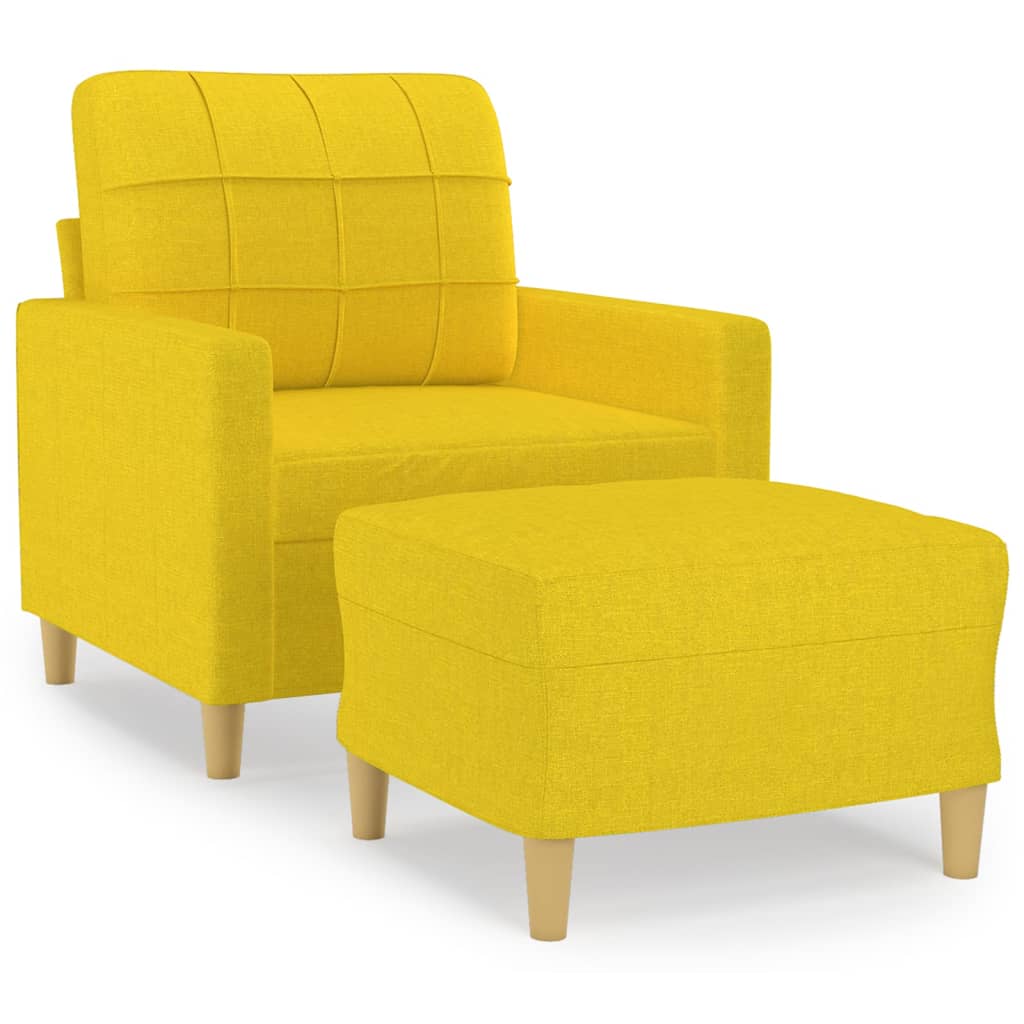 vidaXL Fauteuil avec repose-pieds Jaune clair 60 cm Tissu