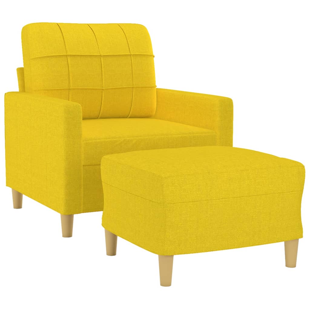 vidaXL Fauteuil avec repose-pieds Jaune clair 60 cm Tissu
