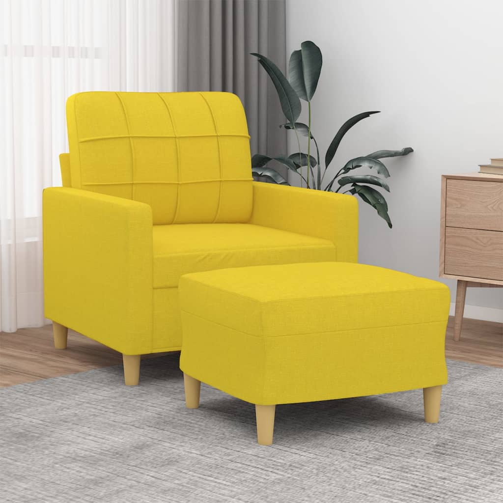 vidaXL Fauteuil avec repose-pieds Jaune clair 60 cm Tissu