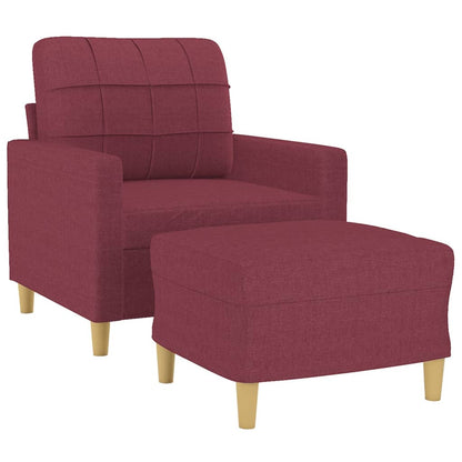vidaXL Sessel mit Hocker Weinrot 60 cm Stoff