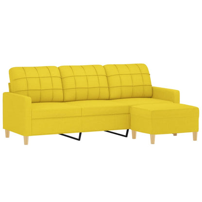 vidaXL Canapé 3 places avec pouf Jaune clair 180 cm Tissu