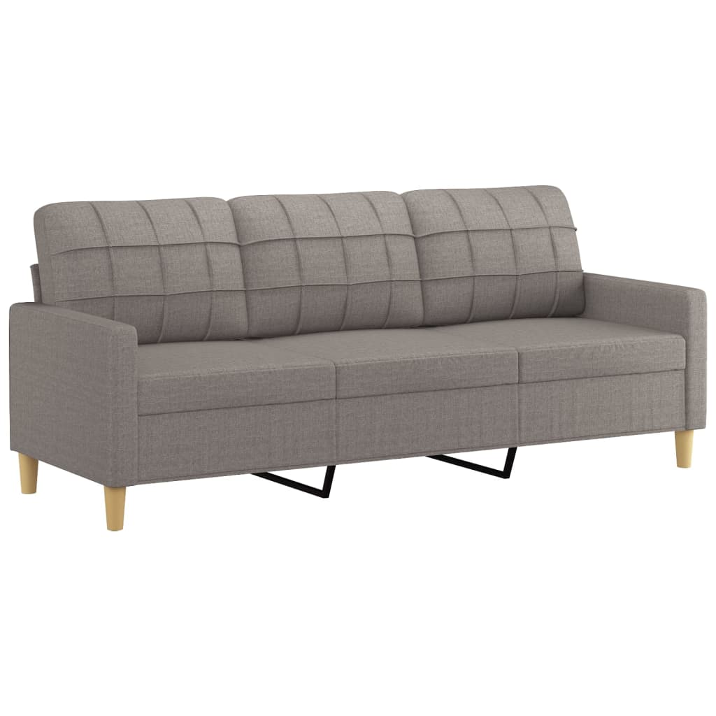 vidaXL 3-Sitzer-Sofa mit Hocker Taupe 180 cm Stoff