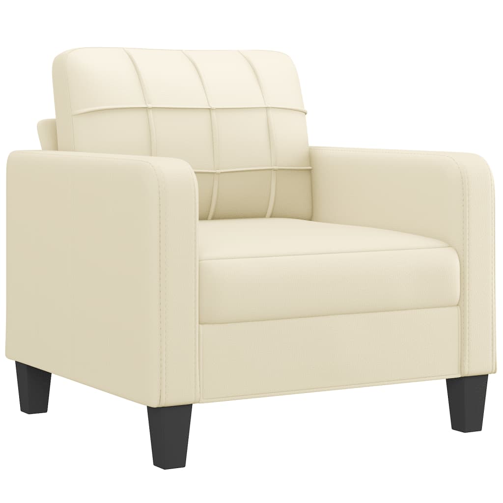 vidaXL Sessel mit Hocker Creme 60 cm Kunstleder