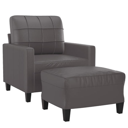 vidaXL Sessel mit Hocker Grau 60 cm Kunstleder