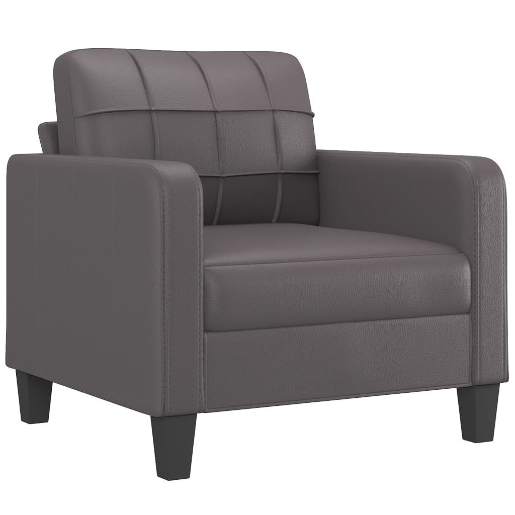 vidaXL Sessel mit Hocker Grau 60 cm Kunstleder