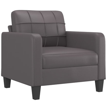 vidaXL Sessel mit Hocker Grau 60 cm Kunstleder
