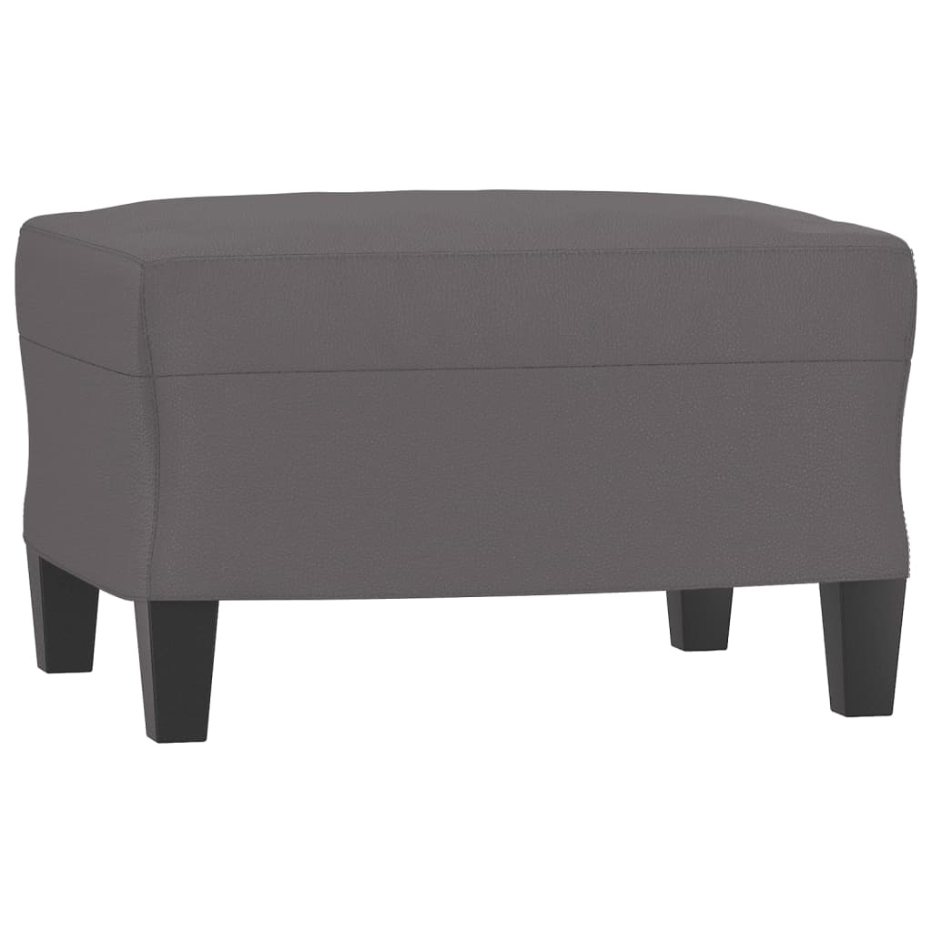 vidaXL Sessel mit Hocker Grau 60 cm Kunstleder