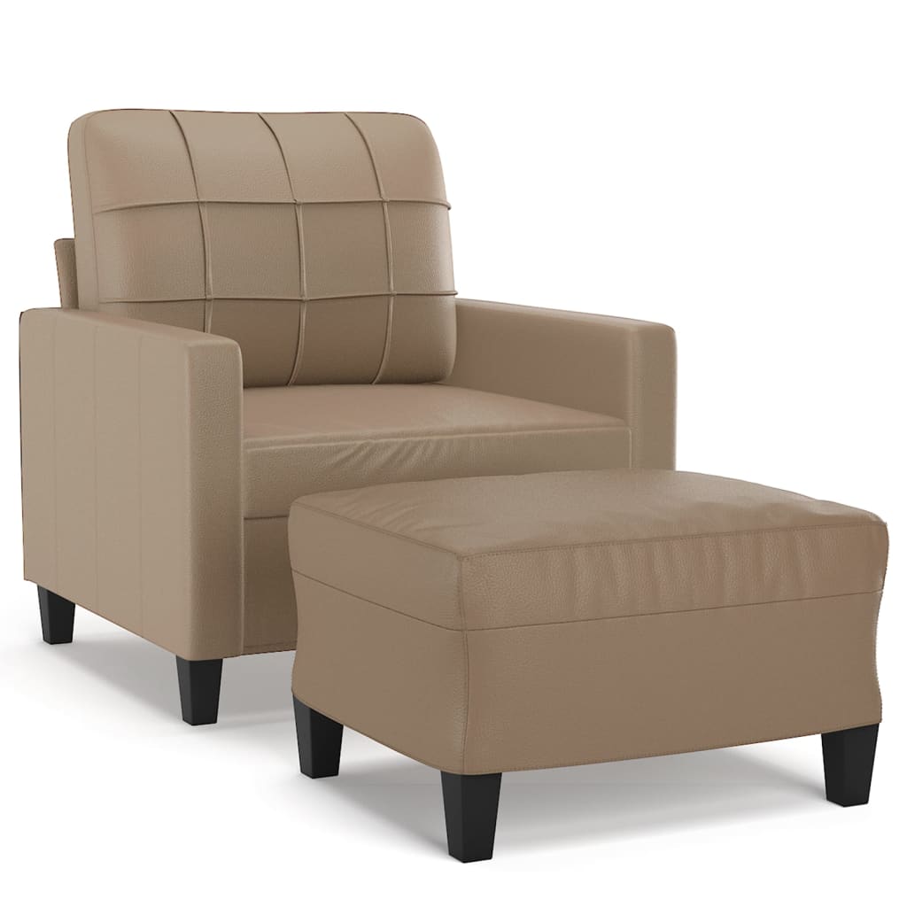 vidaXL Sessel mit Hocker Cappuccino-Braun 60 cm Kunstleder