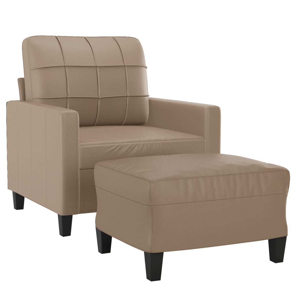vidaXL Sessel mit Hocker Cappuccino-Braun 60 cm Kunstleder