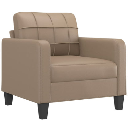vidaXL Sessel mit Hocker Cappuccino-Braun 60 cm Kunstleder