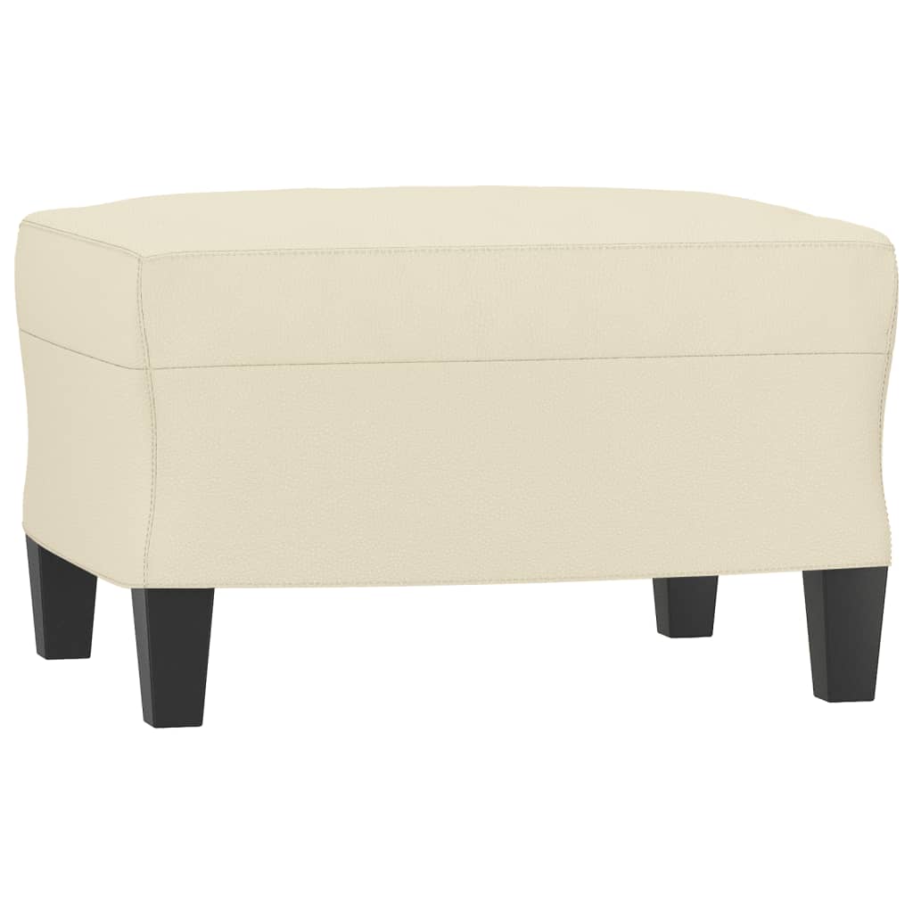 vidaXL 3-Sitzer-Sofa mit Hocker Creme 180 cm Kunstleder