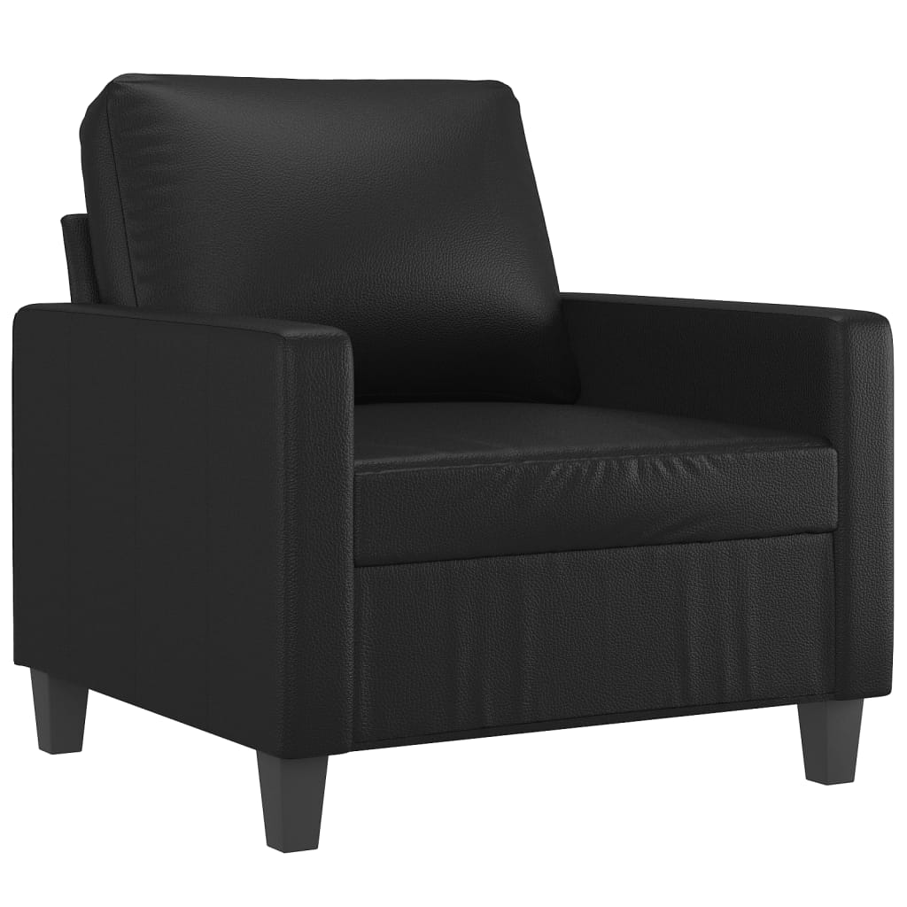 vidaXL Sessel mit Hocker Schwarz 60 cm Kunstleder