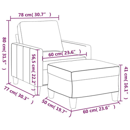 vidaXL Sessel mit Hocker Schwarz 60 cm Kunstleder