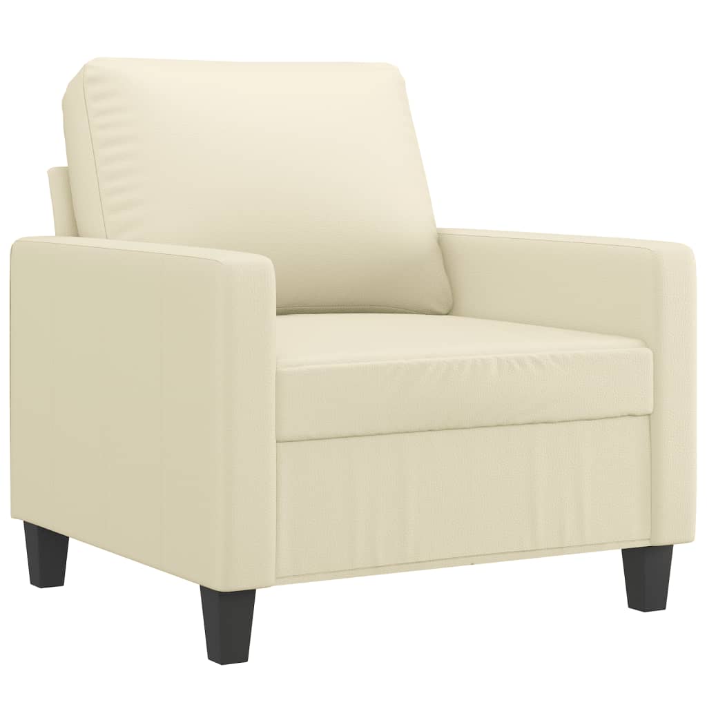 vidaXL Sessel mit Hocker Creme 60 cm Kunstleder