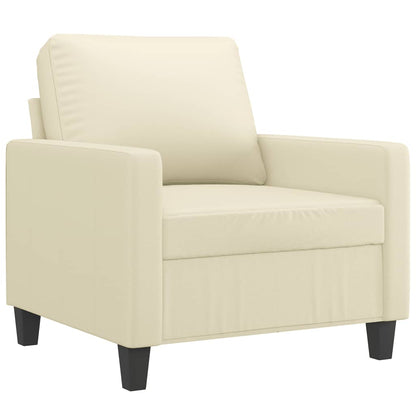 vidaXL Sessel mit Hocker Creme 60 cm Kunstleder