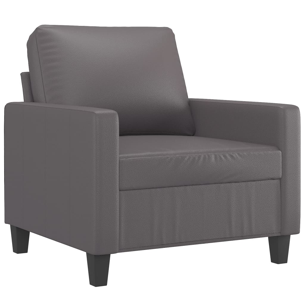 vidaXL Sessel mit Hocker Grau 60 cm Kunstleder