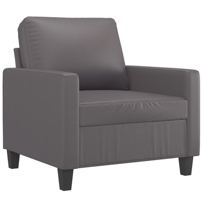vidaXL Sessel mit Hocker Grau 60 cm Kunstleder