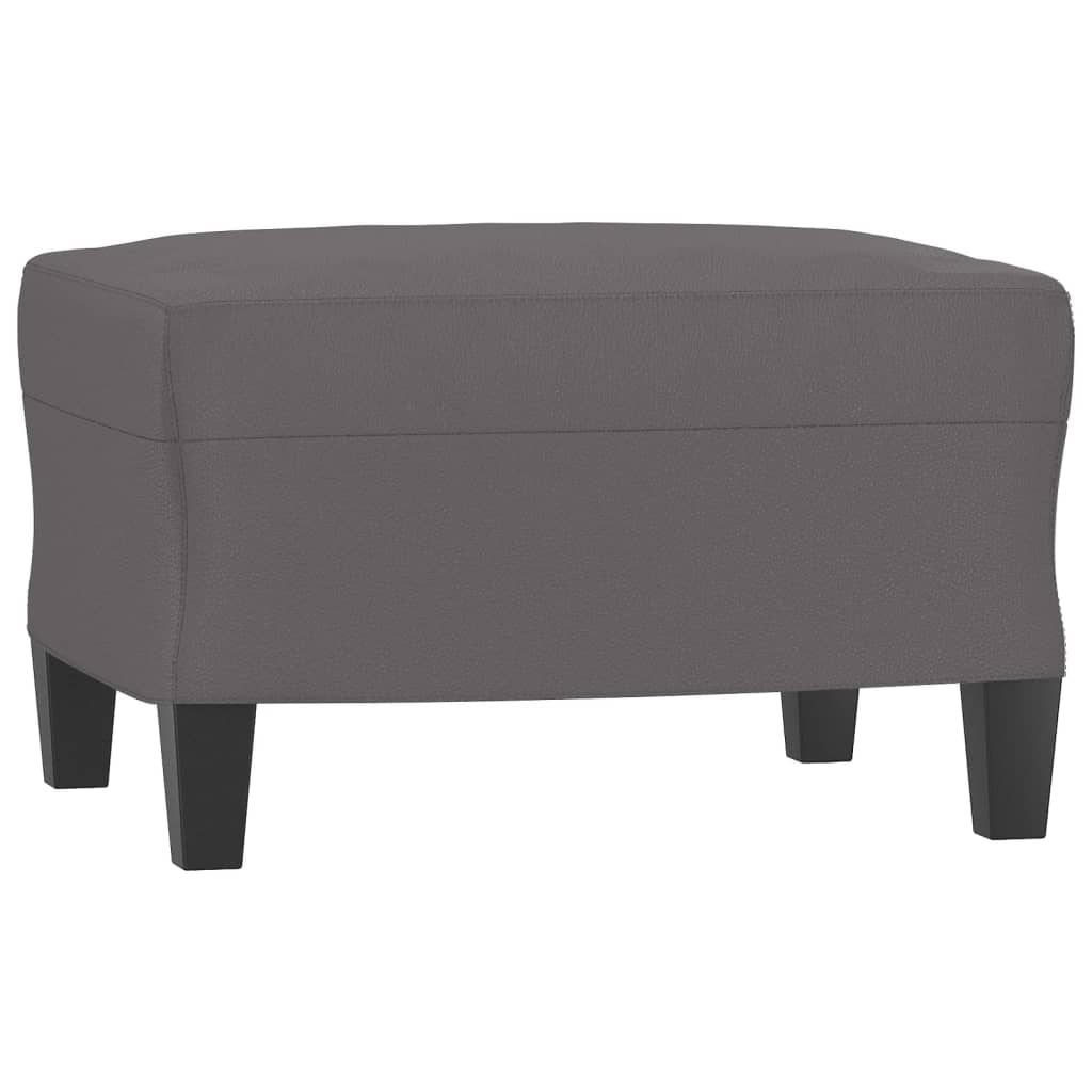 vidaXL Sessel mit Hocker Grau 60 cm Kunstleder